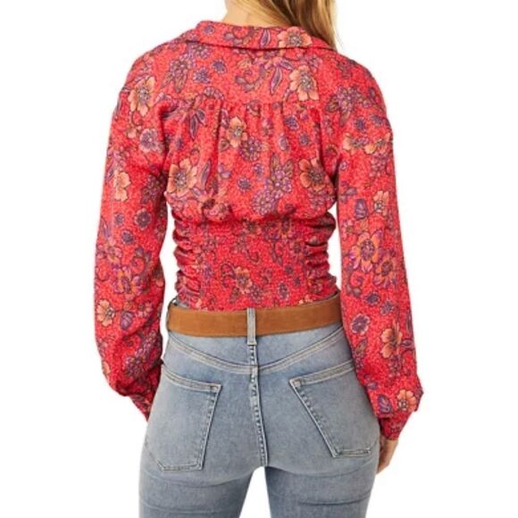 Free People I Got You Printed Floral Ruched Crop Top - Picture 2 of 11